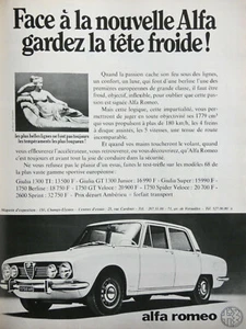 PUBLICITÉ DE PRESSE 1968 FACE A GIULIA 1300 TI ALFA ROMÉO GARDEZ LA TÊTE FROIDE - Imagen 1 de 1