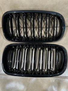 Gloss Black Dual Line Front Kidney Grill Grille For 2014-2018 BMW X5 F15 X6 F16 - Picture 1 of 8