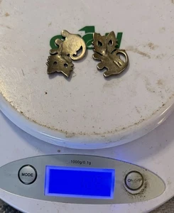 925 Sterling silver cat earrings studs One Pair ,12.8 Grams  - Picture 1 of 7