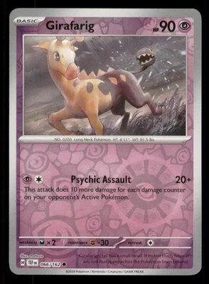 Girafarig SV05: Temporal Forces #066/162 Common Reverse Holo Pokemon LP - Image 1 of 2