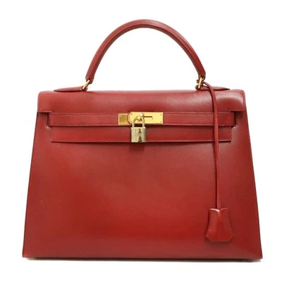 Bolso de Mano Hermes Kelly 32 Cuero Rojo con Correa para el Hombro Llaves Bloqueo 1997 #KN021 Foto 1 de 4