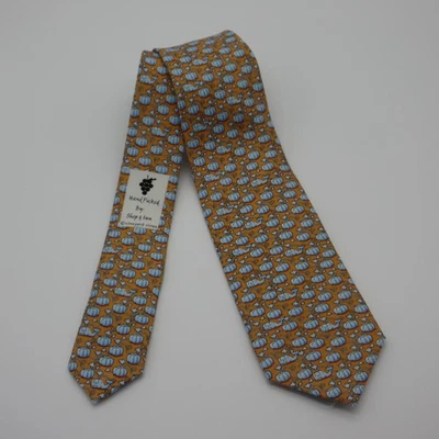 Corbata de seda Vineyard Vines naranja calabaza ballena estampado por todas partes negocios preppy nueva con etiquetas Foto 1 de 3