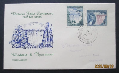 RHODESIA & NYASALAND - 1955 Victoria Falls First Day Cover Issued 15th july 1955 - Image 1 of 2