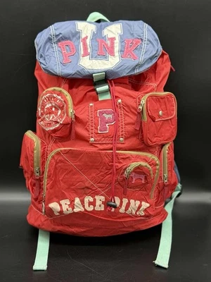 RARO Victoria’s Secret ROSA Mochila de Camping Colección Universitaria Campus Rojo Foto 1 de 4