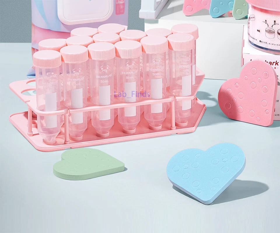 Pink combo! 25pcs Pink 50ml Test Tube+5pcs Pink tube Racks+4pcs heartshape float - Image 1 of 3