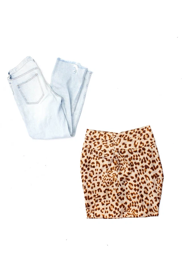 Free People We The Free Mujer Falda Estampado Animal Jeans Marrón Talla 8 27 Lote 2 Foto 1 de 4
