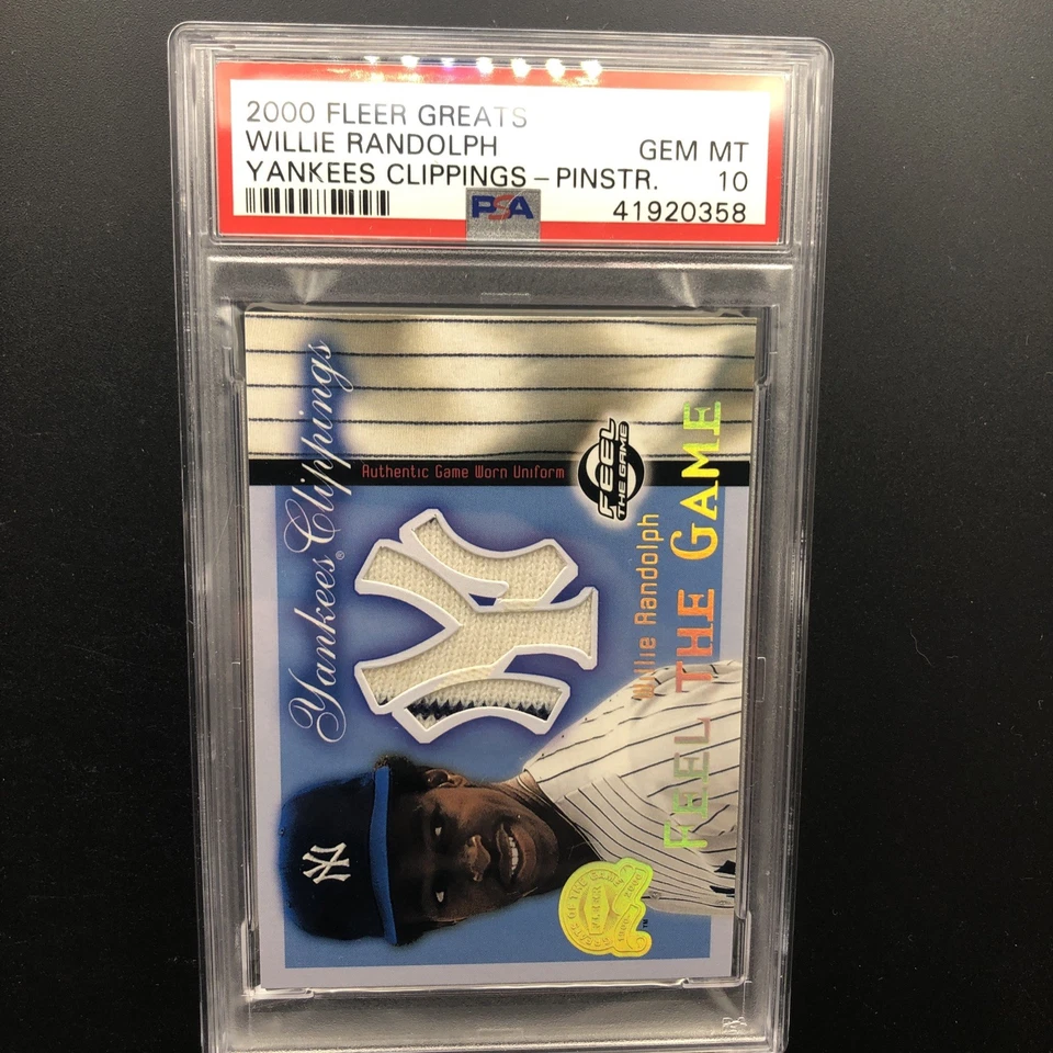 2000 FLEER GREATS OF GAME YANKEES CLIPPINGS JERSEY WILLIE RANDOLPH SP PSA 10 GEM - Image 1 of 2