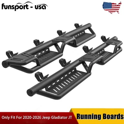 For 2020-2026 Jeep Gladiator JT 4-Door Two Stair Layout Running Boards Side Step - Изображение 1 из 4