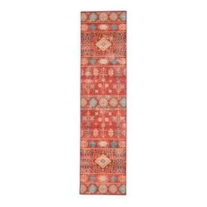 Linon Home Decor Area Rug 2'X8' Abstract Washable Rosa Polyester Woven Red+Ivory - Picture 1 of 7