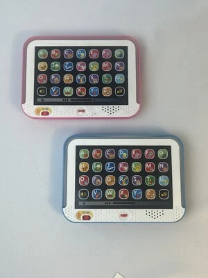 2 Fisher Price Blue Smart Stages Laugh & Learn Alphabet Tablets 2014 Pink/Blue - Image 1 of 4