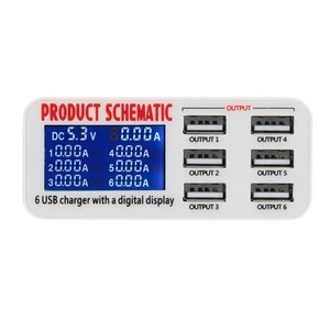 Cargador USB portátil multipuerto cargador rápido 6 puertos zócalo USB cargador rápido - Imagen 1 de 1
