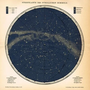 STARS 1894 Antique Constellations Map of Northern Sky Milky Way Celestial Chart - Picture 1 of 21