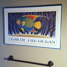 Vintage "Year of The Ocean" Poster 1984 Dan Gilbert Designer Colorful & Framed!