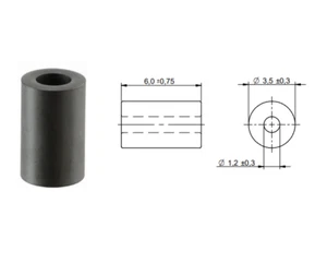 Ferrite 6x3.5x1.2mm suitable RF0.81/1.13 micro coaxial e.g. EMI-suppresion - Picture 1 of 4