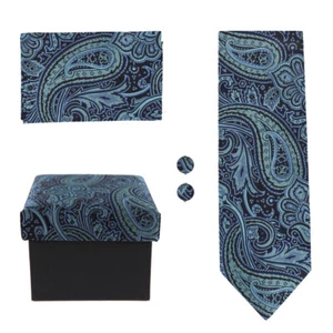 Dan Smith C.C.B.H.042 Pale Tuiquoise Mens Tie Handkerchiefs Cuff link Gift Box - Picture 1 of 3