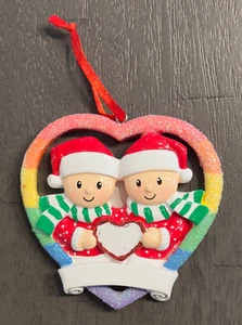 Same Sex Couple In Love Rainbow Heart LGBTQ+ Personalizable Ornament - Picture 1 of 1