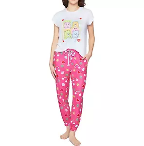 Womens Care Bears Pajamas Set Pants T Shirt Sleep Lounge XS S Valentine's Day - Picture 1 of 8