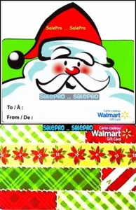 2x WALMART CHRISTMAS SANTA CLAUS CARD WRAPPING PAPER COLLECTIBLE GIFT CARD LOT - Picture 1 of 4
