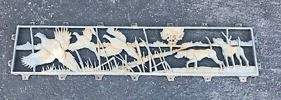 Vintage Cast Iron Bench Seat Back Panel Insert - Hunting Pheasant Dogs Retriever • 160.37£