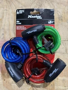 Master Lock 6ft Bike Lock Cable Lock 3-Pack 8127TRI Keyed Alike - Picture 1 of 1
