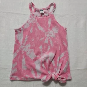 OLD NAVY Girls' Pink Tie Dye Ribbed Knit Tie Waist Halter Top Size S(6/7) - Picture 1 of 5