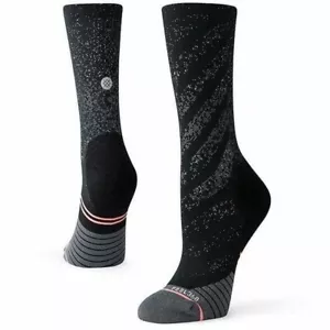 STANCE FEEL 360 RUN UNCOMMON RUN CREW COMPRESSION CREW SOCKS WOMENS S BLACK PINK - Picture 1 of 5
