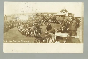 Garrison NORTH DAKOTA RPPC 1912 SIOUX INDIANS Indian WAR DANCE Mandan Arikara  - Picture 1 of 3