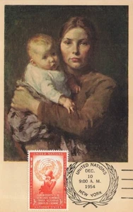 UN #29 3c MENSCHENRECHTE 1954 - Arthur Jaffe Maxikarte - Bild 1 von 2