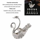 (Silver White)Decorative Gold Swan Base Holder Metal Swan Coffee Spoon Se With
