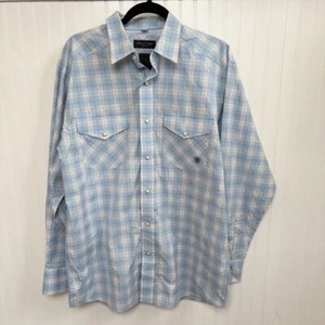 Ariat Pro Series Blue Plaid Classic Fit Malik Snap Button Shirt Men’s Medium NEW - Picture 1 of 10