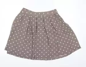 H&M Womens Brown Polka Dot Cotton Blend A-Line Skirt Size 8 - Picture 1 of 12