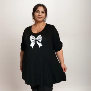ROCKTHOSECURVES DAMEN GRAU SCHLEIFE KNOPFÄRMEL SWING TOP - Bild 1 von 16