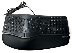 DELUX GM901U w/2 Hubs Wired 107 Keys Split Ergonomic Keyboard Soft Palm Rest, B5