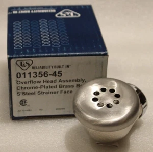 T&S 011356-45 - Overflow Head Assembly, Chrome Plated Brass Body, SS Strain Face - Picture 1 of 4