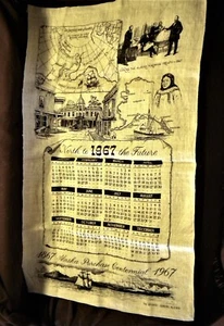 Vintage Alaska Purchase Centennial 1967 Leinen Kalender Wandbehang schön! - Bild 1 von 5
