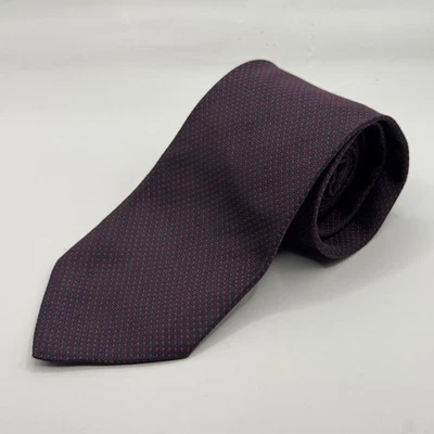 Corbata de seda vintage ETRO Milano hecha en Italia patrón geométrico de micropuntos rojo y azul marino Foto 1 de 4