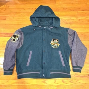 Disney Tigger Jacket VTG Mens XL 90s Wool Varsity Bomber Winnie The Pooh Hooded - Picture 1 of 8