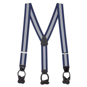 Stripes, Checks & Polka Dots Suspenders - 1.5-Inch Wide Elastic - Y-Back - Bu... - Picture 1 of 4