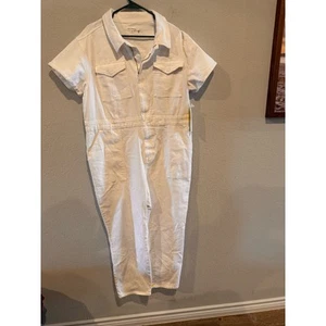 Good American Women's Fit For Success Denim Plazzo Jumpsuit Size 6 White NWT - Picture 1 of 4