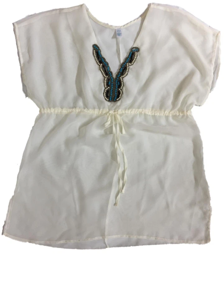 Traje de baño para mujer color campesino crema adornado opaco encubrimiento grande Foto 1 de 1