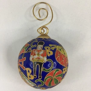 Blau Cloisonne Weihnachtskugel Ornament goldfarben Kinder Spielzeug ABC Nussknacker Drachen - Bild 1 von 18