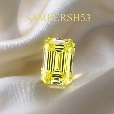 💎1 карат натуральный драгоценный камень огранки изумруд желтого цвета класса D VVS1 россыпью - Изображение 1 из 4