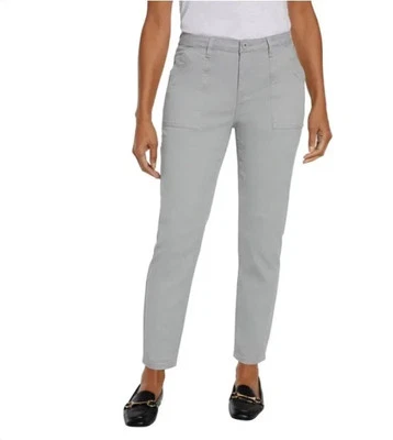 NUEVO Pantalones chinos Banana Republic para mujer talla 14 tiro alto sarga gris Foto 1 de 4