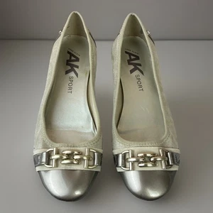 Ann Klein Sport Women’s Gold Ballet Flat Shoes Metal Chain Size 9.5M - Picture 1 of 8