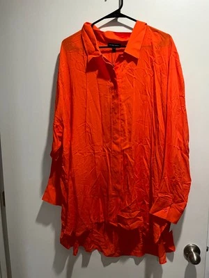 ¡NUEVO CON ETIQUETAS! Túnica Larga Naranja Universal Estándar GRANDE (22-24) 100% Rayón Foto 1 de 4