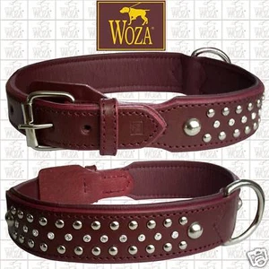 WOZA Premium Hundehalsband Vollleder Swarovski Lasche Handgenäht Rindnappa HG81Z - Bild 1 von 1