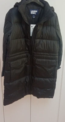 RRP£220 Size 14 Women's 80%Down Warm Coat Dark Black Land's end NWT - Image 1 of 4