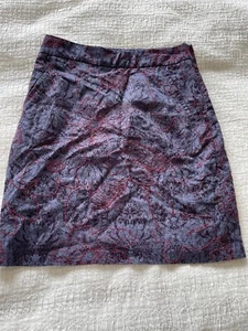 Lovely White Stuff Purple Blue Linen Cotton Blend Skirt Size 10 Floral A Line - Picture 1 of 10