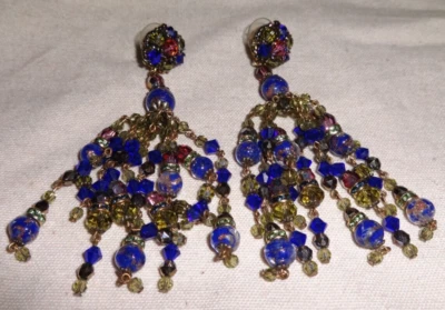 Vintage Murano Art Glass Beaded Pierced Earrings - Image 1 of 3