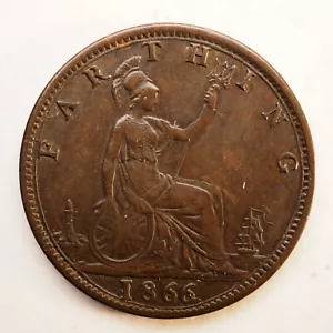 1866 Great Britain - 1 FARTHING - FREE SHIPPING! M5335 - Picture 1 of 2